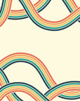 Papier peint rétro - rubans ondulés multicolores
