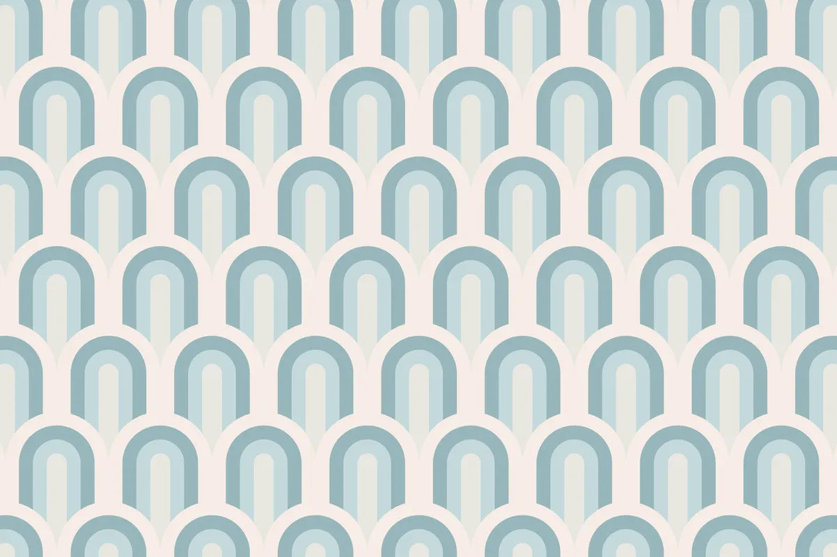 Papier Peint Art & Déco - Motifs Géométriques Bleu Et Blanc