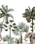 Papier Peint Exotique - Éléphant Et Plantes Tropicales