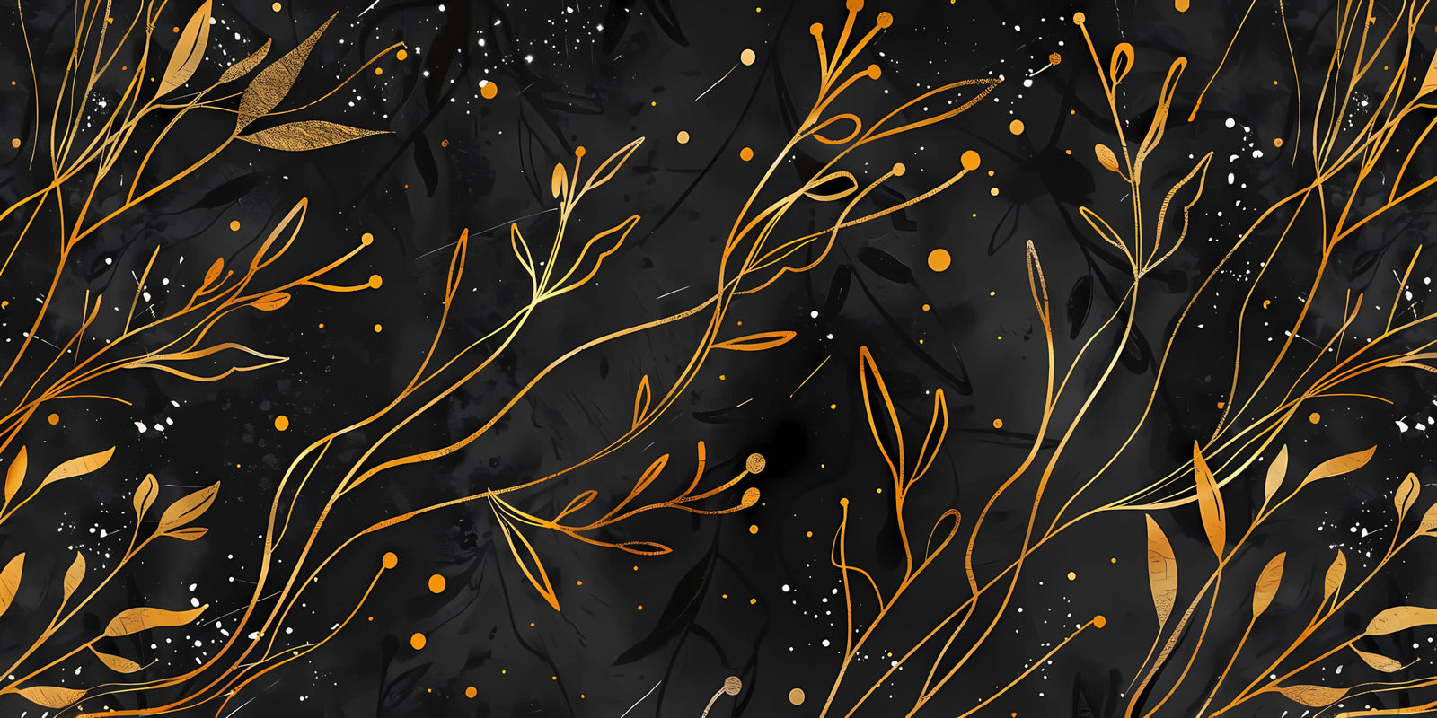 Foliage Wallpaper - Golden Branches in Motion