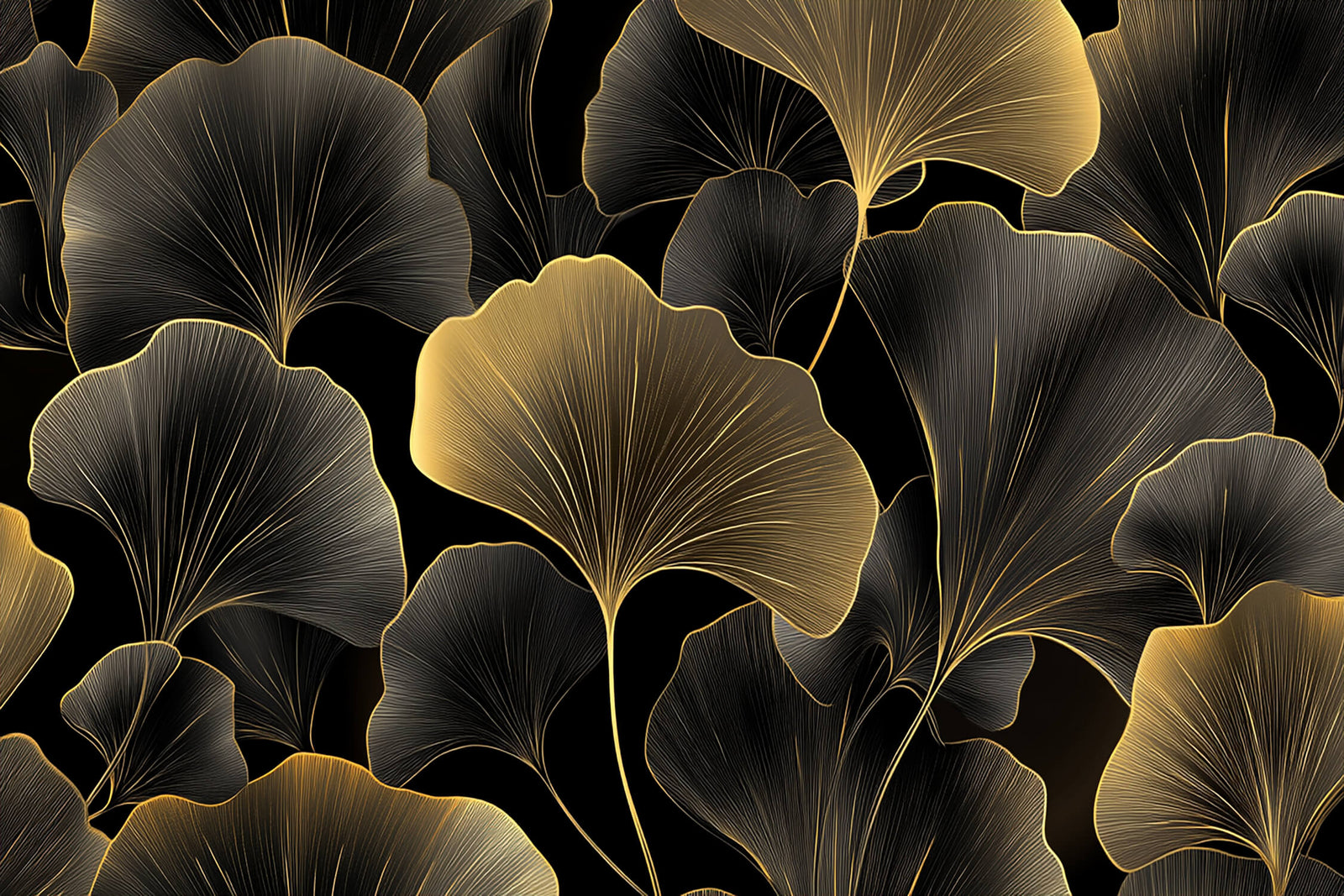 Foliage Wallpaper - Golden Ginkgo Fans