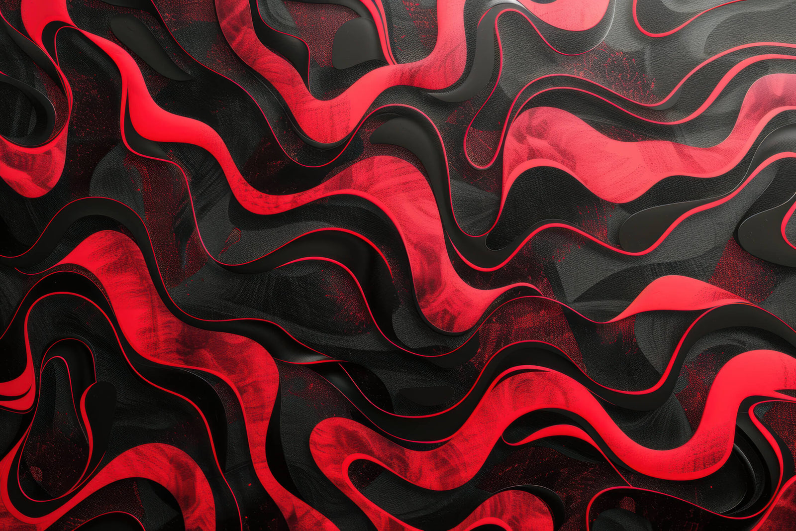 Papier Peint Art & Déco - Vagues de Magma Rouge et Noir
