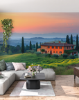Landscape Wallpaper - Italian Villa and Cypress Trees in the Mist