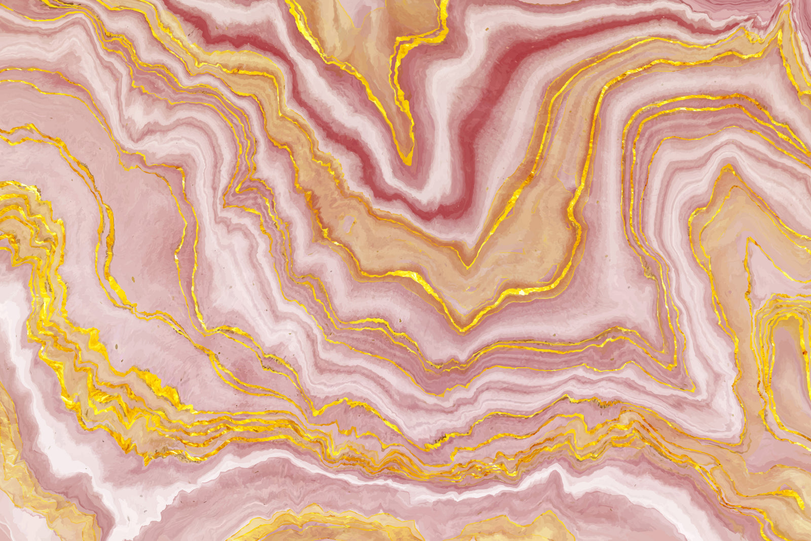 Abstract Wallpaper – Pink Liquid Marble and Gold Veins