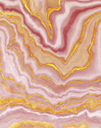 Papier peint Abstrait – Marbre liquide rose et veines dorées