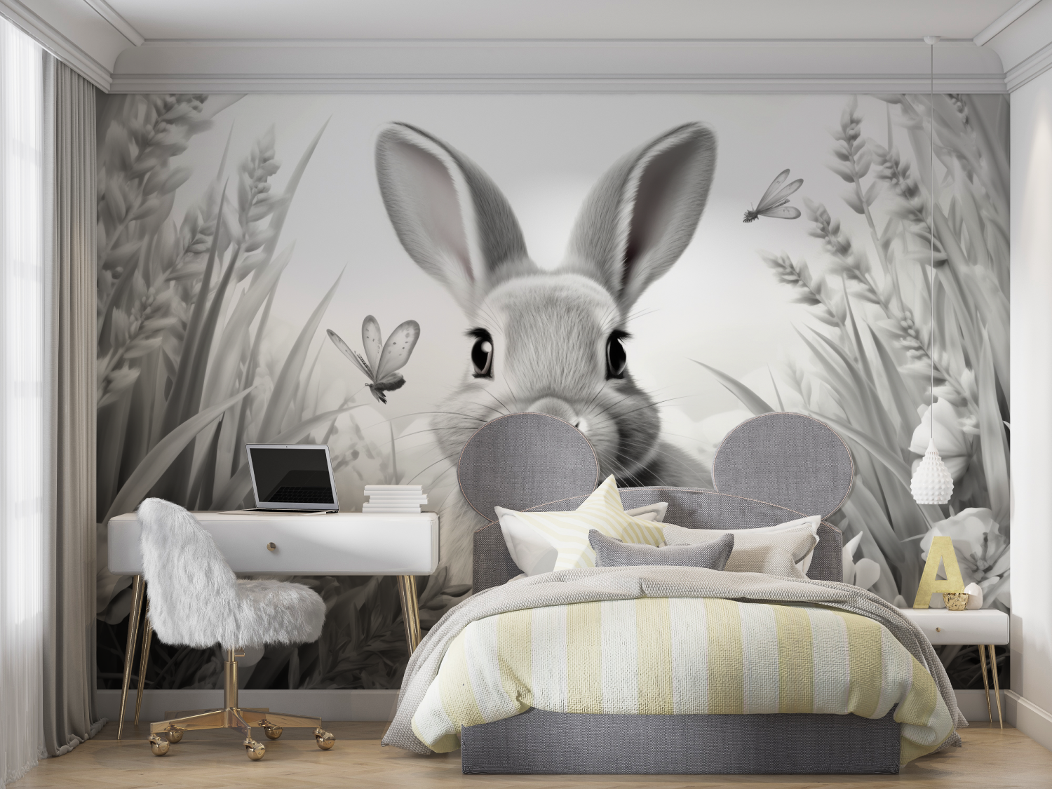 Black and White Wallpaper - Curious Rabbit