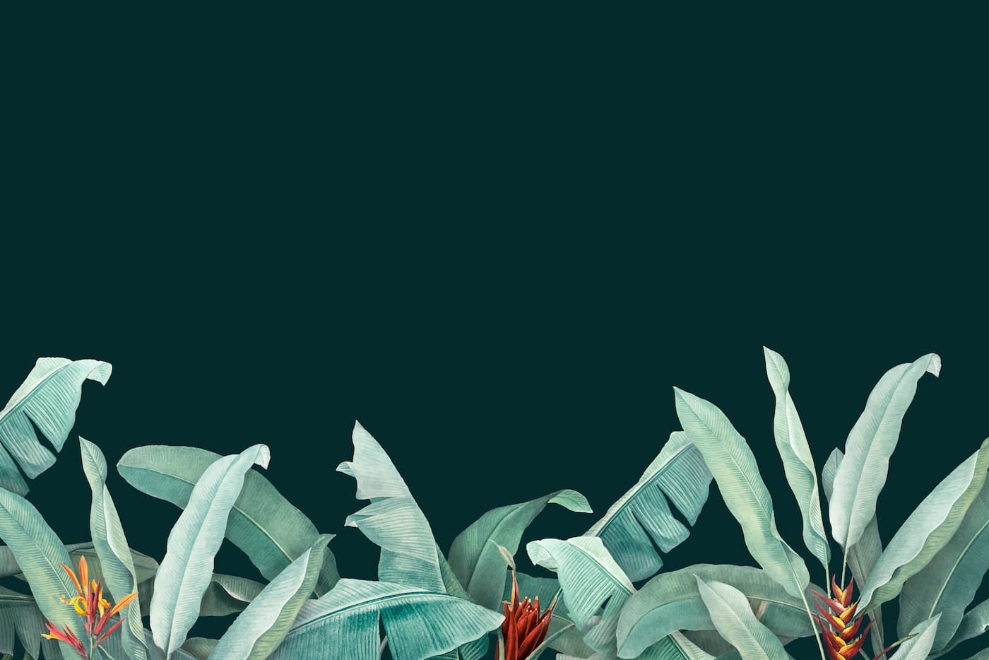 Papier Peint Feuillage - Bananiers sur Fond Sombre