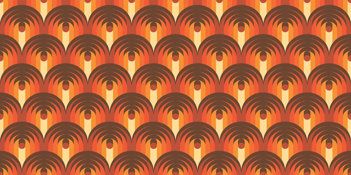 Papier peint rétro - écailles géométriques orange