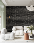 Stone Wallpaper - Matte Black Brick Wall