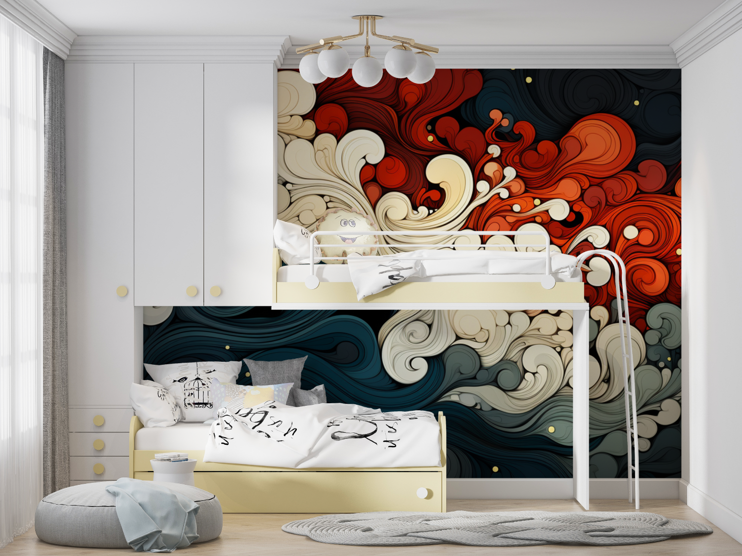 Japanese Wallpaper - Traditional Waves and Red Patterns