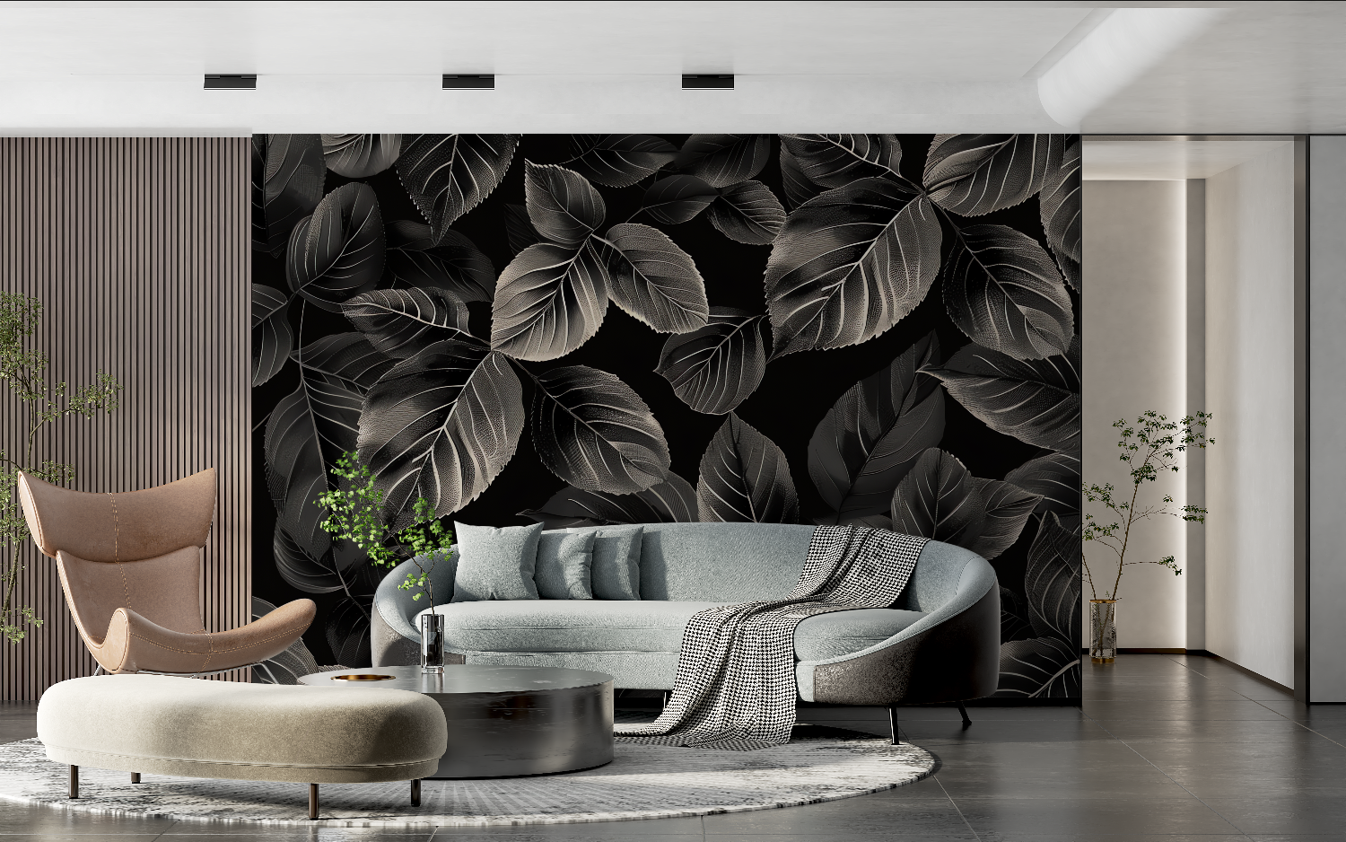 Foliage Wallpaper - Elegant Dark Leaves