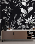 Floral Wallpaper - Wild Garden Black and White