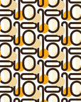 Papier peint rétro - maillons géométriques orange