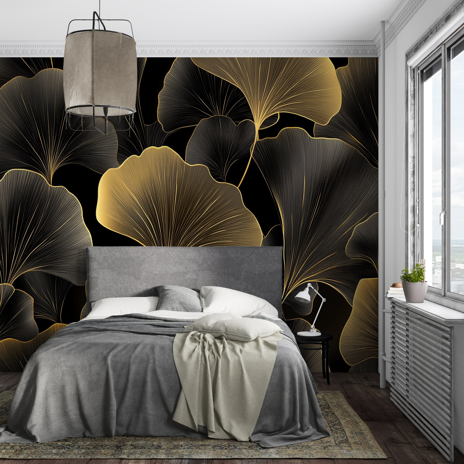 Foliage Wallpaper - Golden Ginkgo Fans