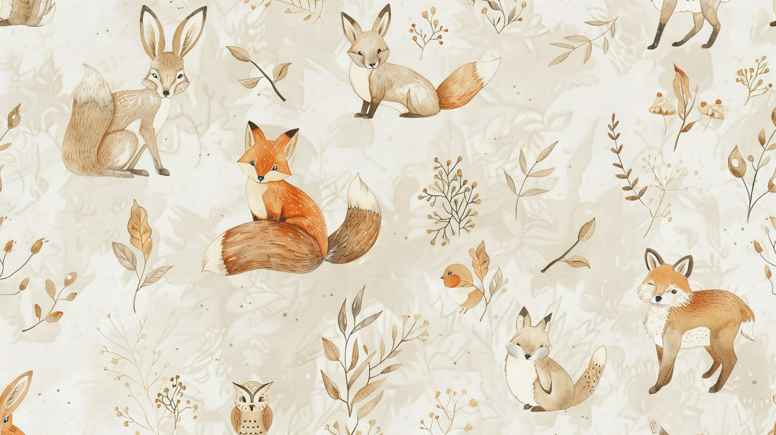 Animal Wallpaper - Forest Foxes and Owls