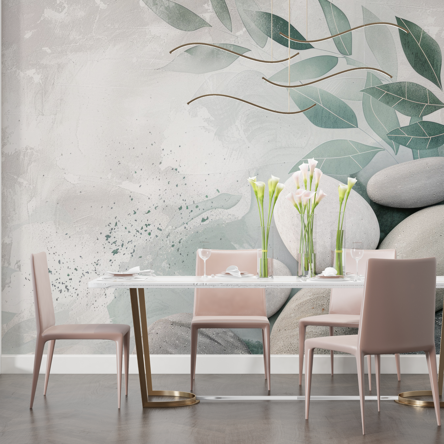 Stone Wallpaper - Pebbles and Foliage