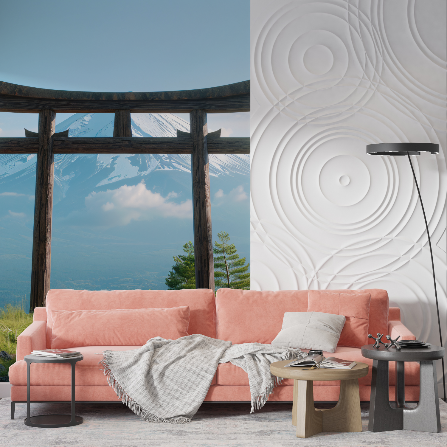 Papier Peint Illustration - Sanctuaire Japonais sous la Brume