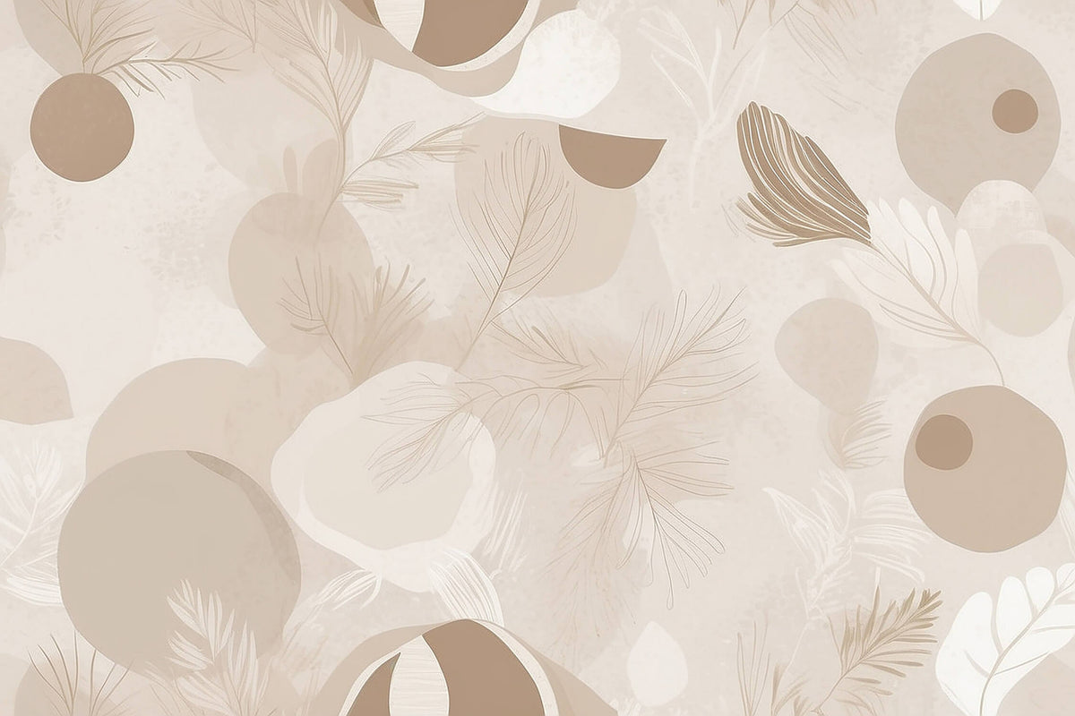 Papier peint floral - Motifs botaniques sépia