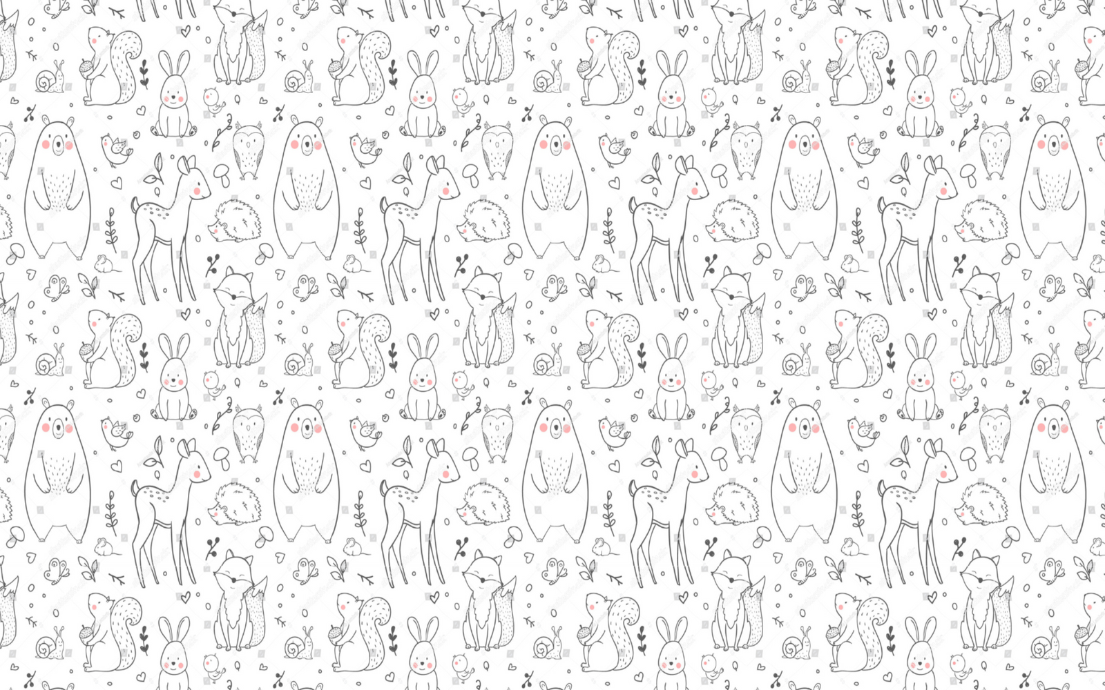 Children's Wallpaper – Sweet Sketched Menagerie