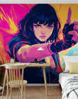 Gaming Wallpaper - Neon Warrior Digital Art
