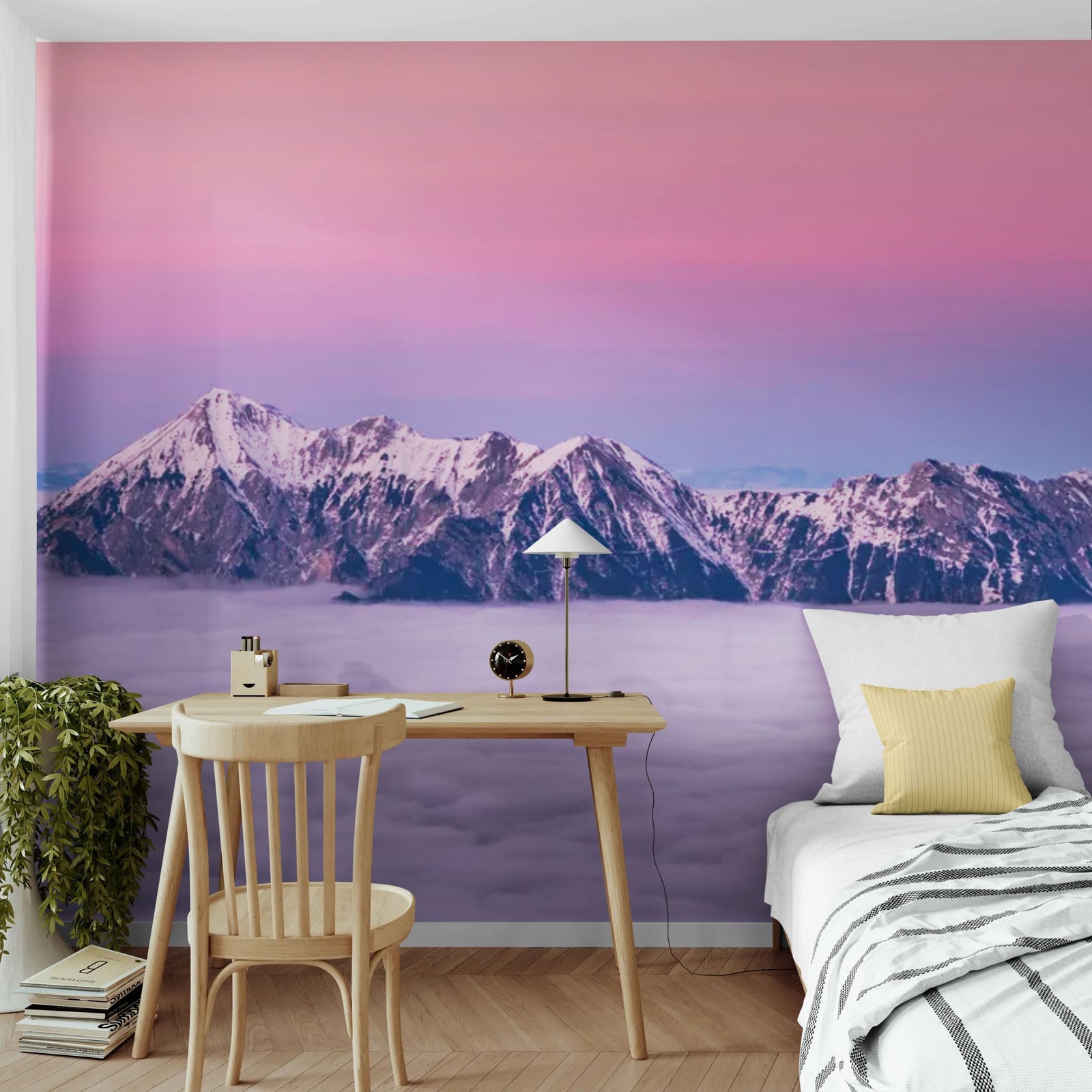 Papier Peint Montagne - Pic Enneigé au-dessus des Nuages