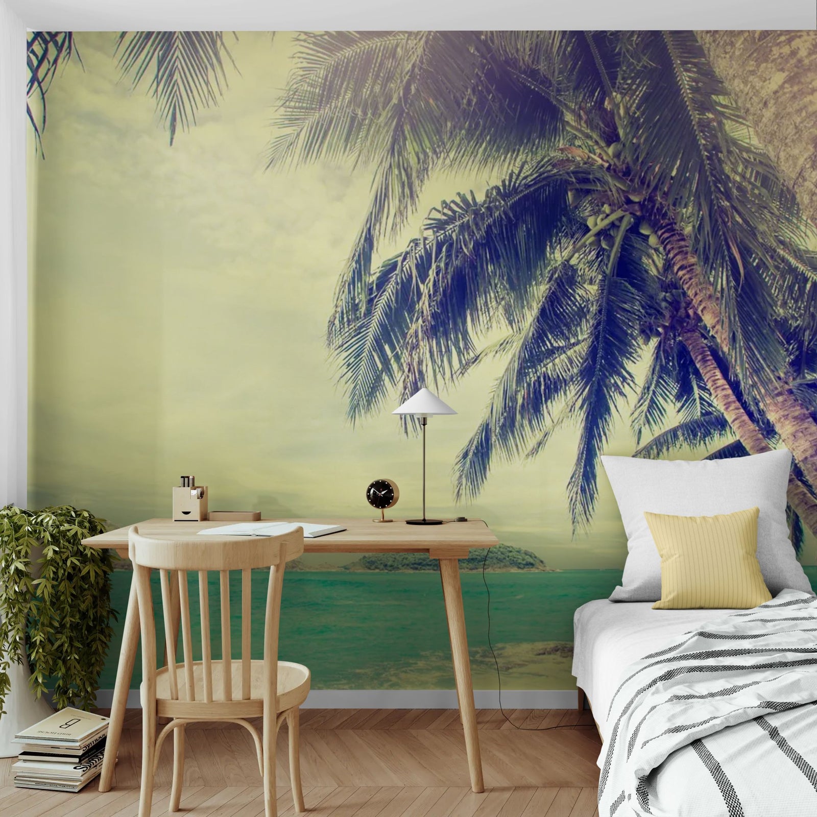 Papier Peint Île Tropicale - Palmiers & Océan Turquoise