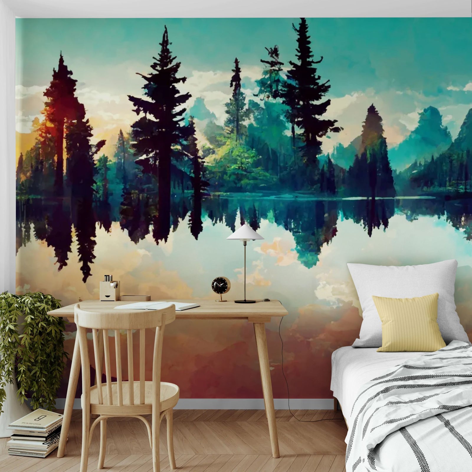 Papier Peint Forêt - Reflets du Lac