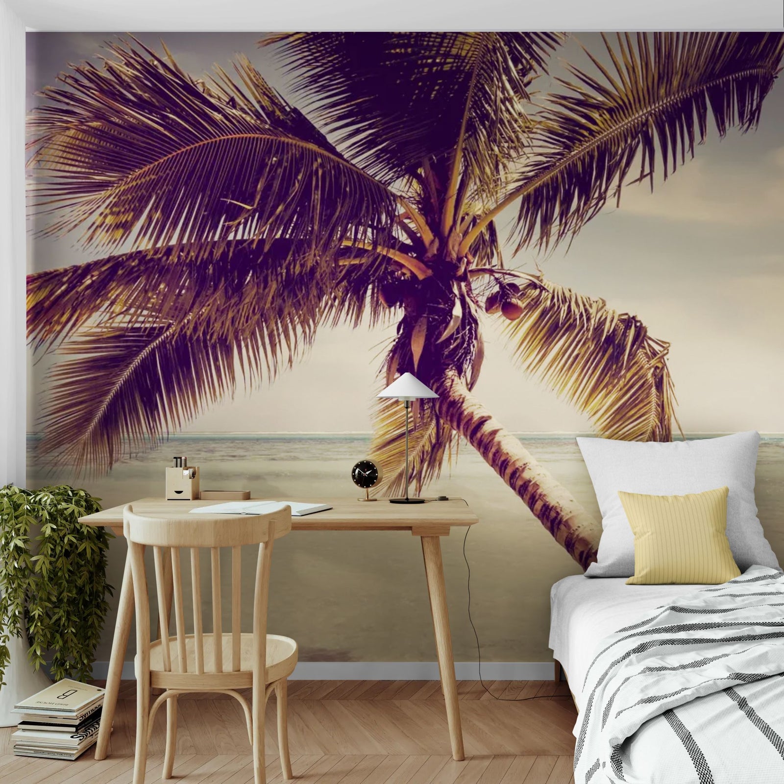 Papier Peint Plage - Palmier Solitaire