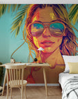 Papier Peint Summer – Surfeuse Tropicale