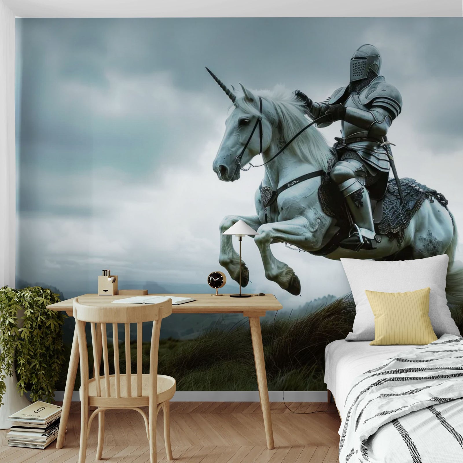 Papier Peint Fantasy - Chevalier de la Licorne