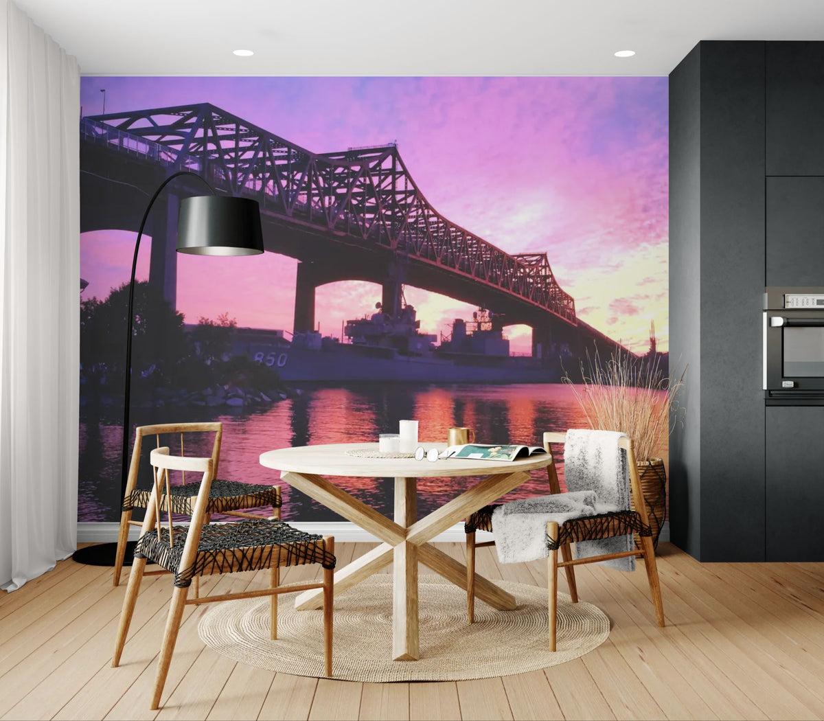 Papier peint urbain - Pont au coucher du soleil