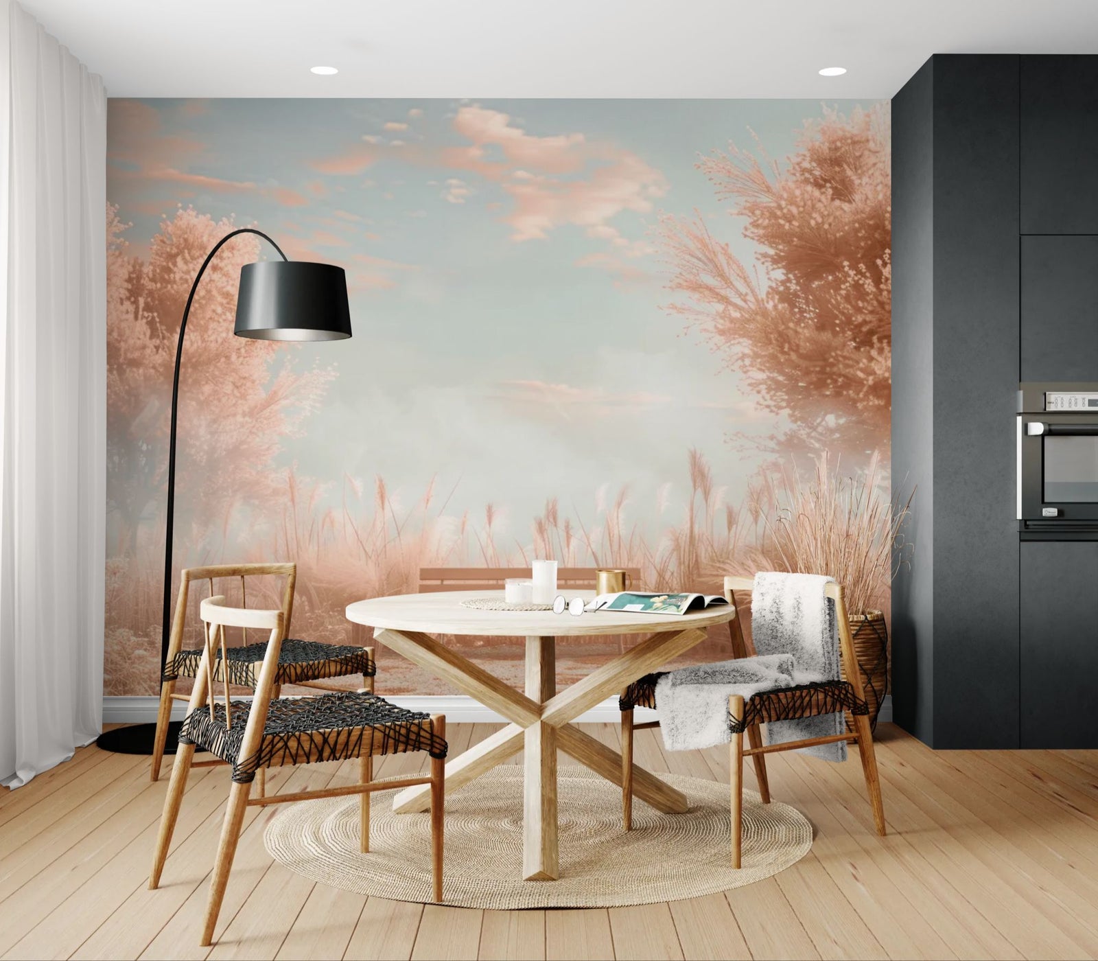 Nature wallpaper – misty pastel meadow