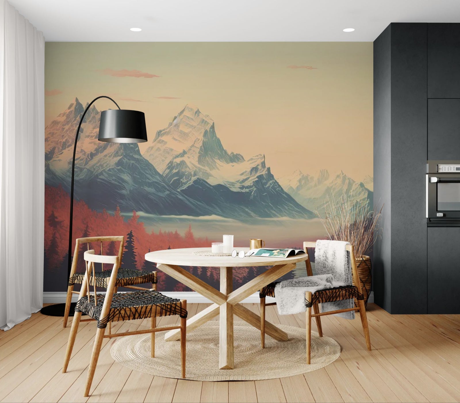 Landscape wallpaper – retro mountains and forest