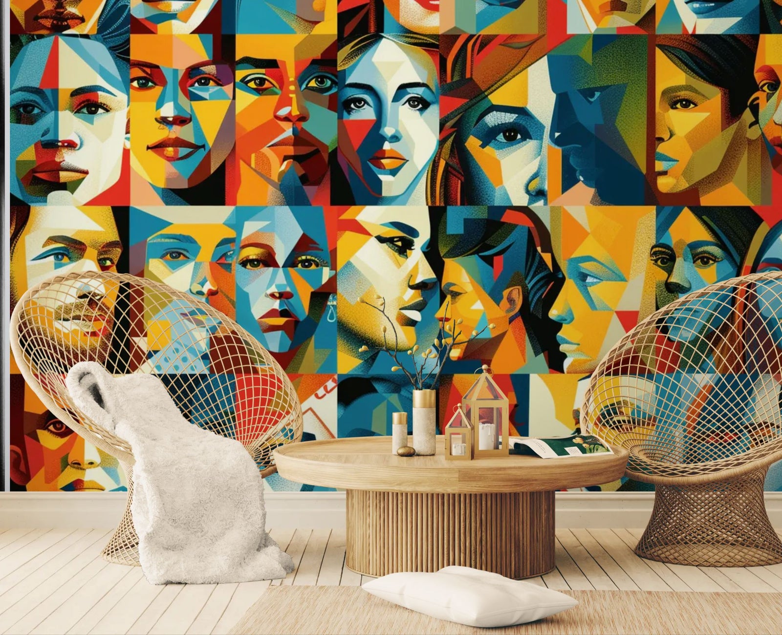 Papier peint Art – Portraits cubistes colorés