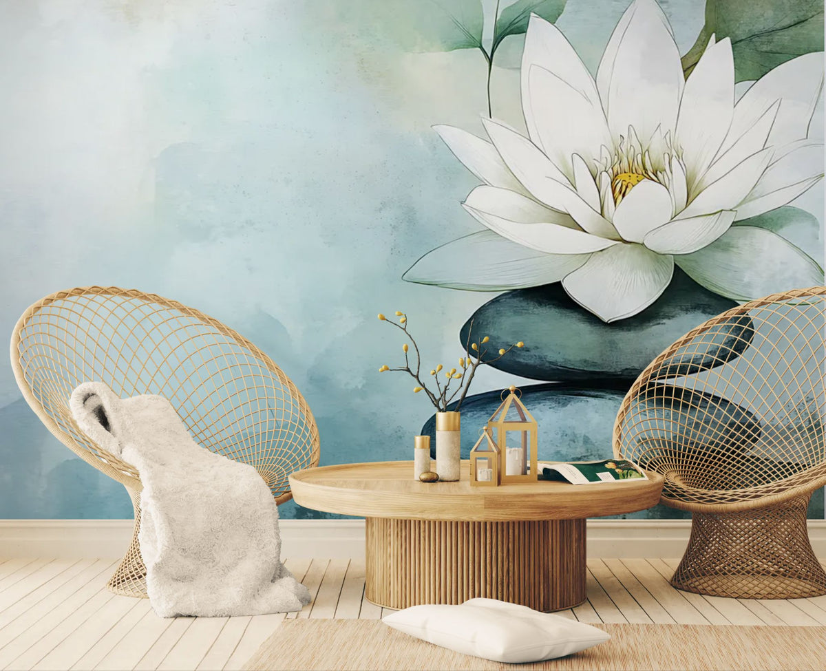 Zen-Tapete - Lotusblume und Gleichgewicht
