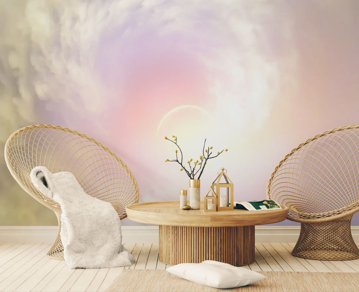 Abstraktes Tapetendesign – Himmelsblaues Pastelllicht