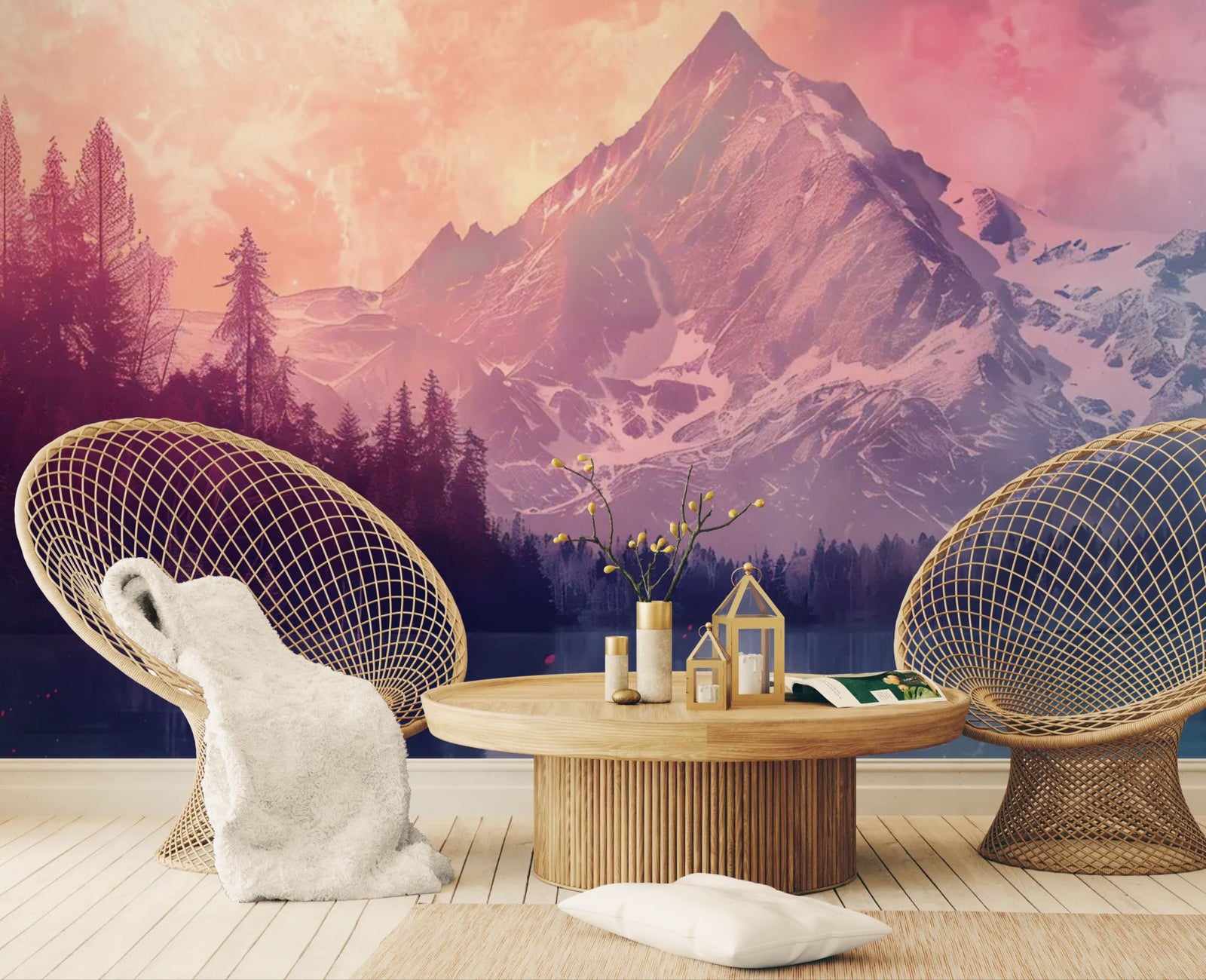 Landscape wallpaper – Pink mountain at dusk