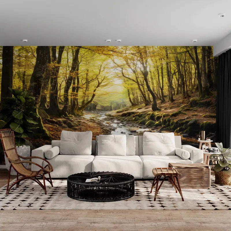 Forest Wallpaper - Golden Path in Autumn