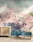 Papier peint Nature – Oiseaux et ciel pastel