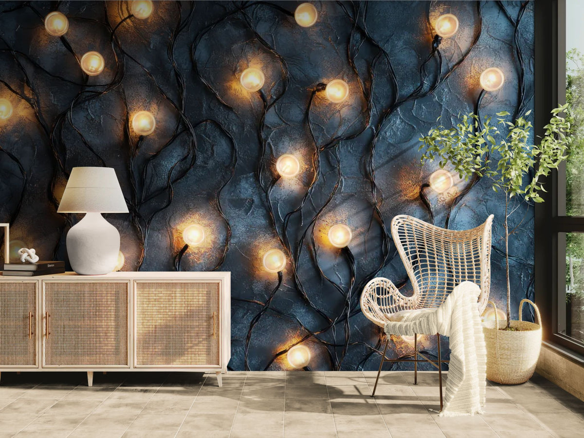 Behang met illustratie - Lichtgordel