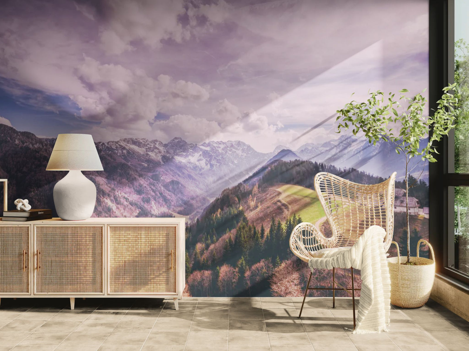 Landscape Wallpaper – Mountain Path and Isolated Farmhouse