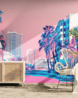 Papier peint Ville – Miami rétro pastel