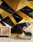 Abstract Wallpaper – Golden Geometric Marble