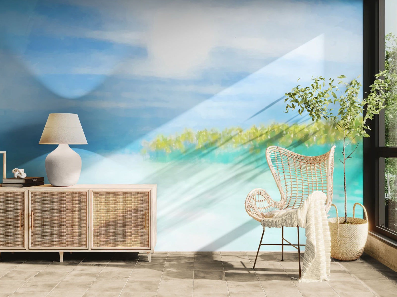 Landscape wallpaper – Blue lake and gentle horizon