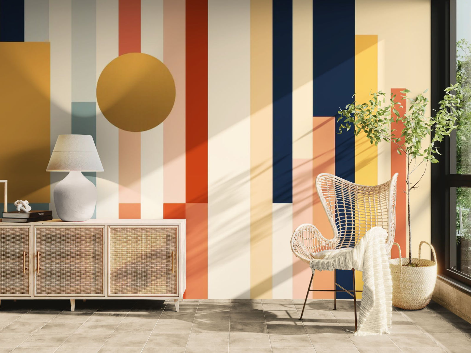 Geometric wallpaper – Colorful retro pattern