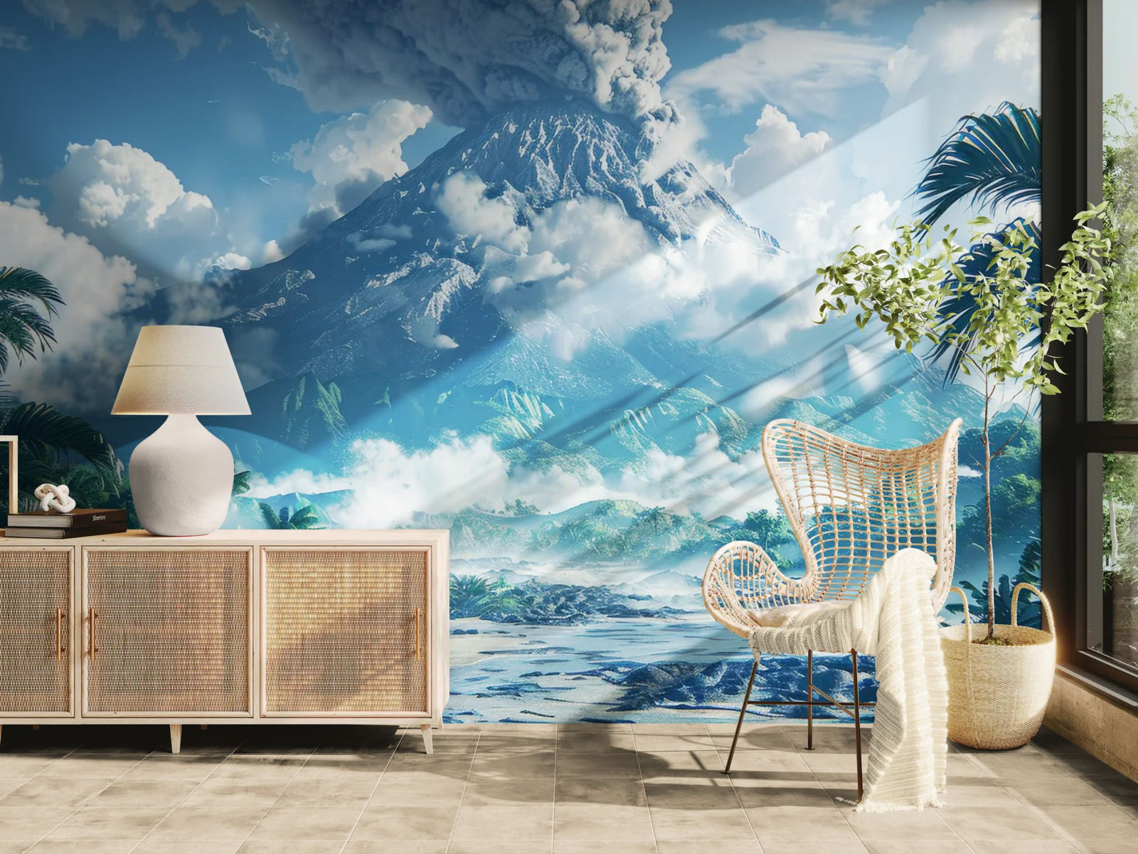 Volcano Wallpaper – Majestic Tropical Eruption