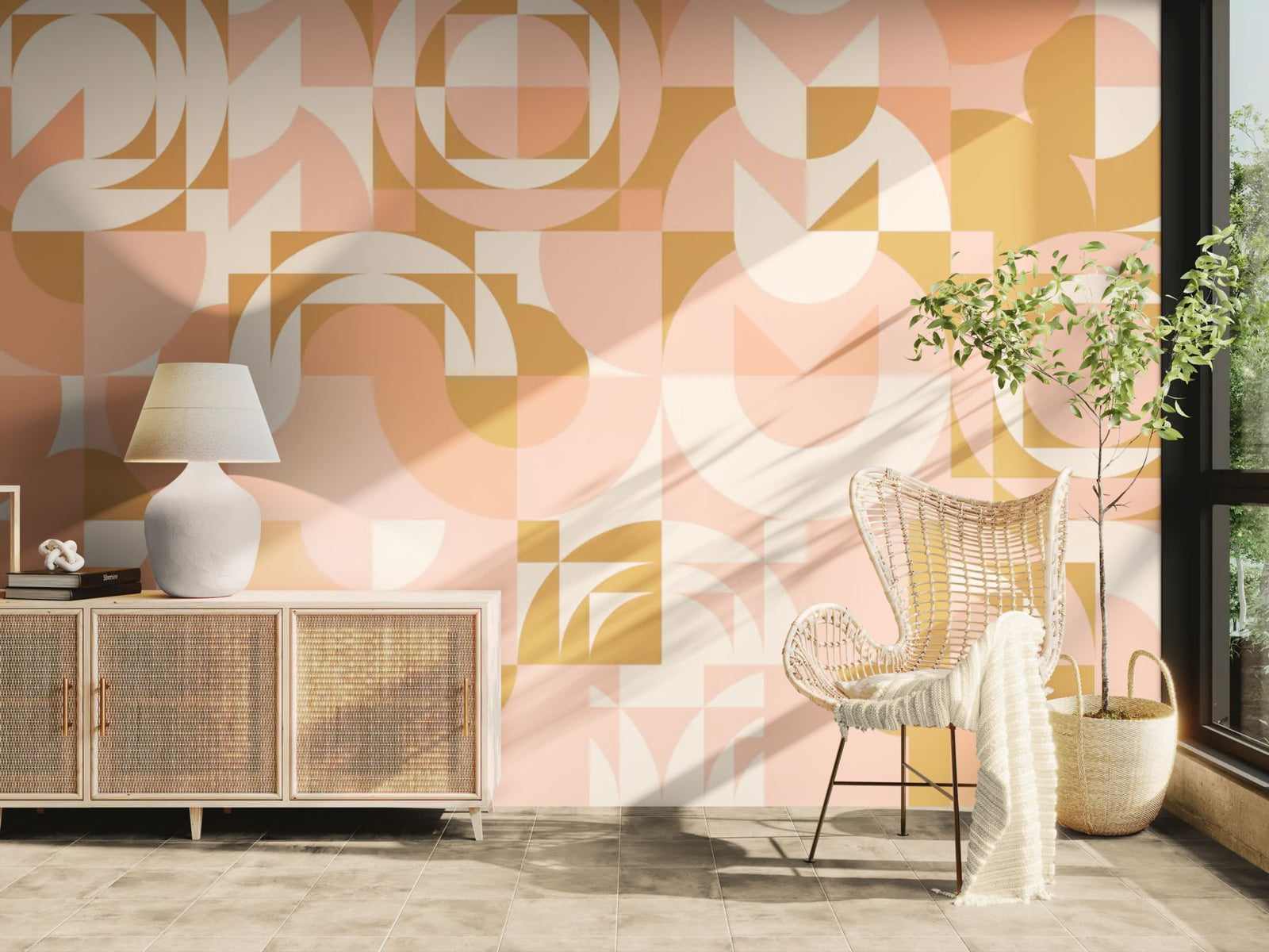 Geometric wallpaper – Pastel retro pattern