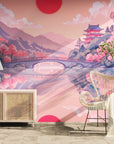 Japanese wallpaper – Cherry blossoms and temple