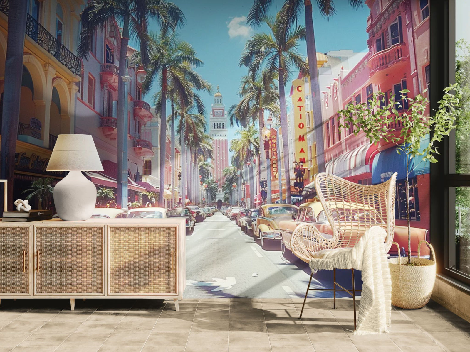 City wallpaper – Vintage Miami street