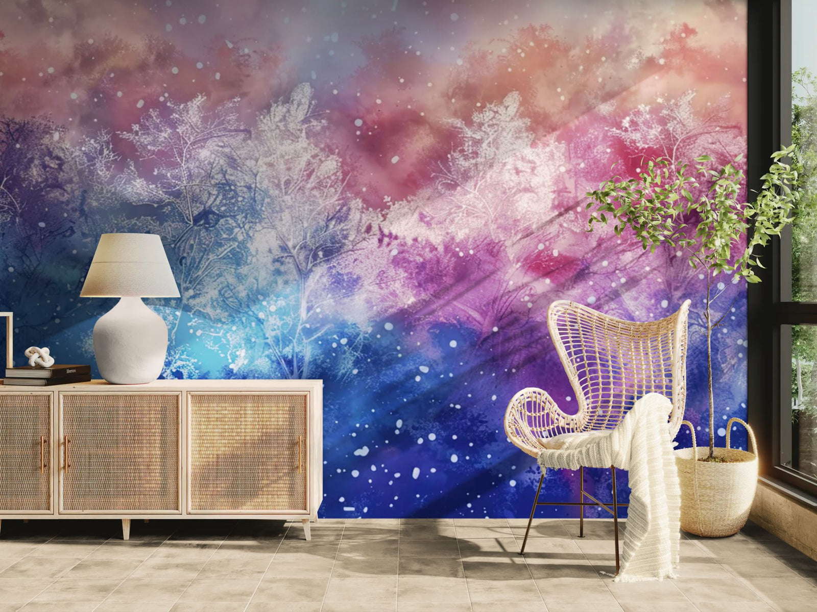 Papier peint Abstrait – Forêt onirique et colorée